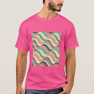 Geometric Retro Wave Stripes Orange -Green Optical T-Shirt
