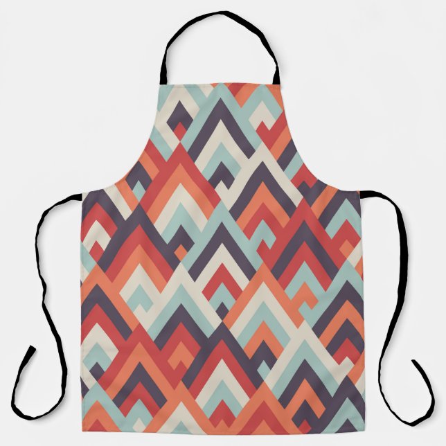 Geometric Rhombus: Vintage Colourful Pattern. Apron (Front)