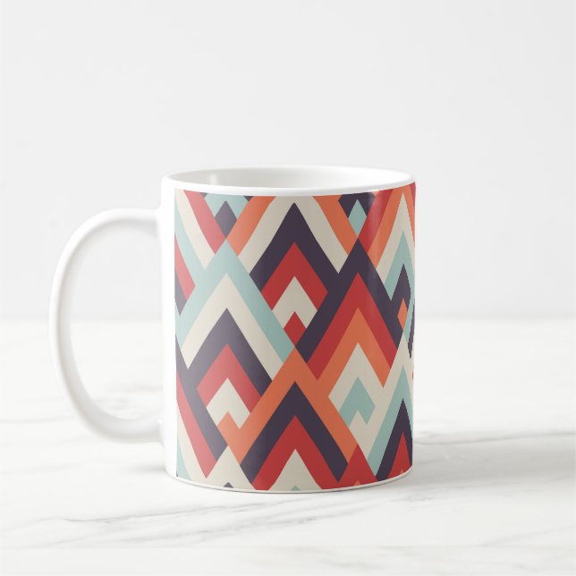 Geometric Rhombus: Vintage Colourful Pattern. Coffee Mug (Left)