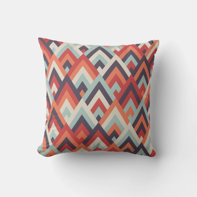 Geometric Rhombus: Vintage Colourful Pattern. Cushion (Front)