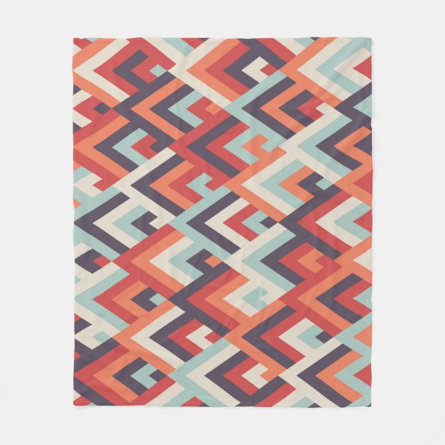 Geometric Rhombus: Vintage Colourful Pattern. Fleece Blanket (Front)
