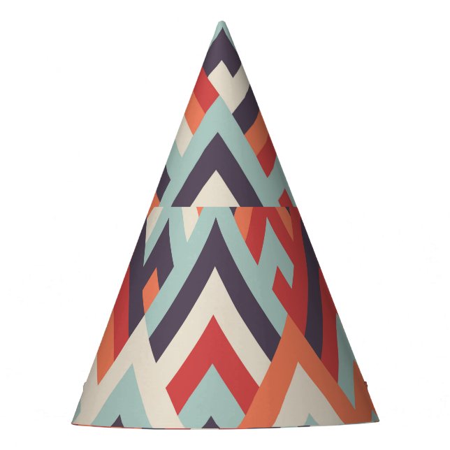 Geometric Rhombus: Vintage Colourful Pattern. Party Hat (Front)