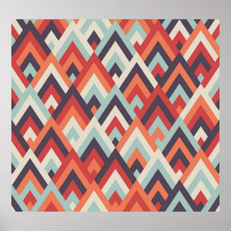 Geometric Rhombus: Vintage Colourful Pattern. Poster