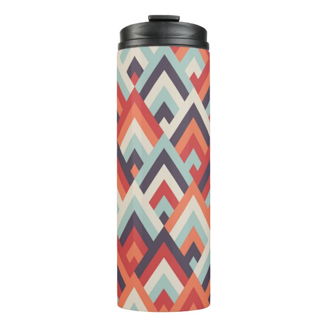 Geometric Rhombus: Vintage Colourful Pattern. Thermal Tumbler (Front)