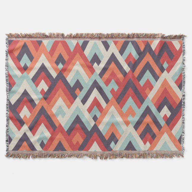 Geometric Rhombus: Vintage Colourful Pattern. Throw Blanket (Front)