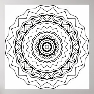Geometric Ring Mandala Colouring Page Bold Lines Poster