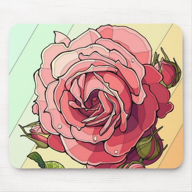 Geometric Rose Elegance Mouse Mat (Front)
