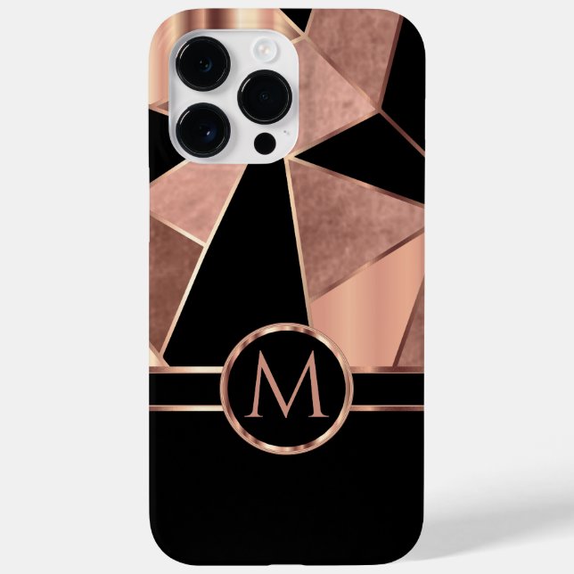 Geometric Rose Gold and Black Case-Mate iPhone Case (Back)