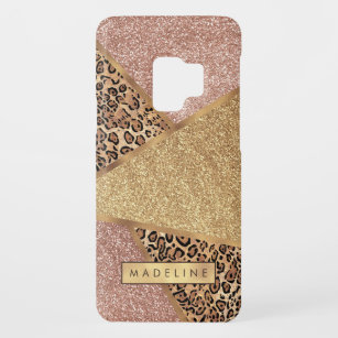 Geometric Rose Gold Blush Glitter Leopard Pattern Case-Mate Samsung Galaxy S9 Case