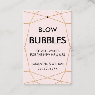 Geometric Rose Gold Bubble Wand Tag Custom