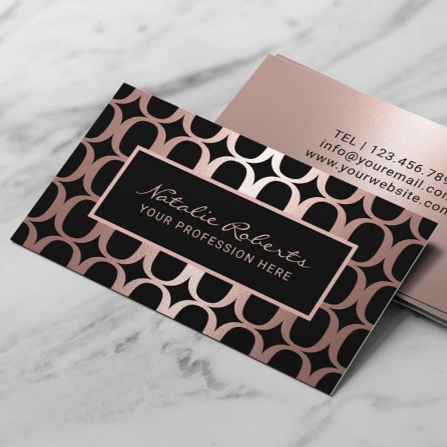 Geometric Rose Gold Hair Stylist Beauty Salon Spa Business Card (Creator Uploaded)
