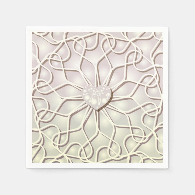 Geometric Rose Gold LOVE Heart Pattern Napkin (Front)