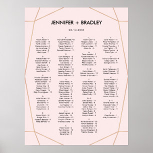 Geometric Rose Gold Seating Chart   Custom Colour