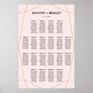 Geometric Rose Gold Seating Chart   Custom Colour