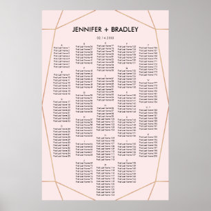 Geometric Rose Gold Seating Chart   Custom Colour