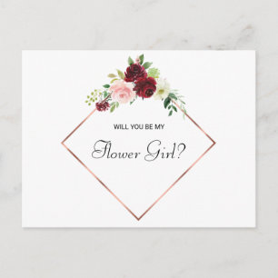 Geometric Rose Gold Spring Floral Flower Girl Invitation Postcard