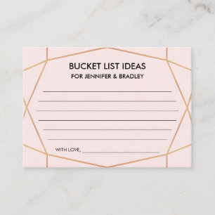 Geometric Rose Gold Wedding Bucket List Ideas Card
