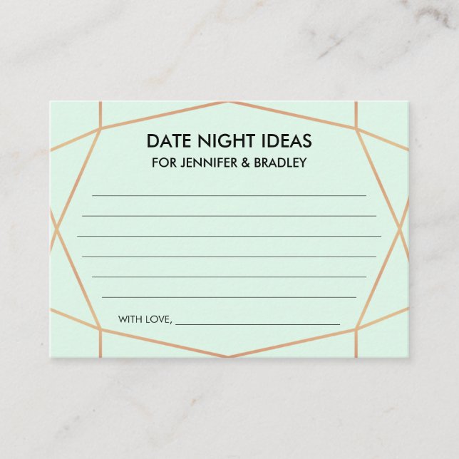 Geometric Rose Gold Wedding Date Ideas Card (Front)