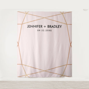 Geometric Rose Gold Wedding Photo Backdrop Tapestry