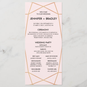 Geometric Rose Gold Wedding Timeline   Custom Colo Programme