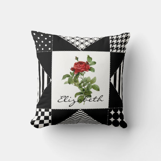Geometric Rose Name Cushion (Front)