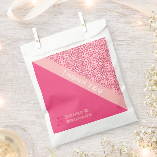 Geometric Rose Red Wedding Favour Bag (Clipped)