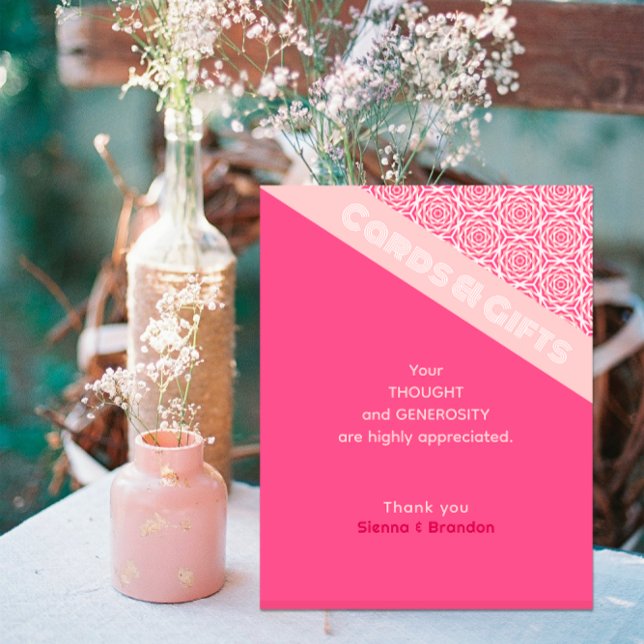 Geometric Roses Red Wedding Cards & Gifts Pedestal Sign (Creator Uploaded)