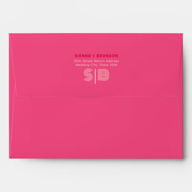 Geometric Roses Red Wedding Envelope (Back (Top Flap))