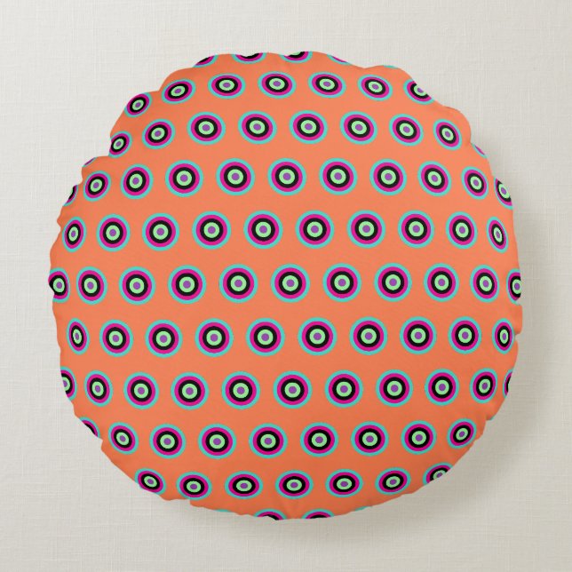 Geometric Round Throw Pillow – Bold & Pastel Colou (Front)