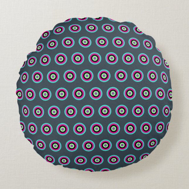 Geometric Round Throw Pillow – Bold & Pastel Colou (Front)
