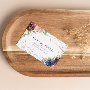 Geometric Rustic Gold Glitter Wedding Website Enclosure Card