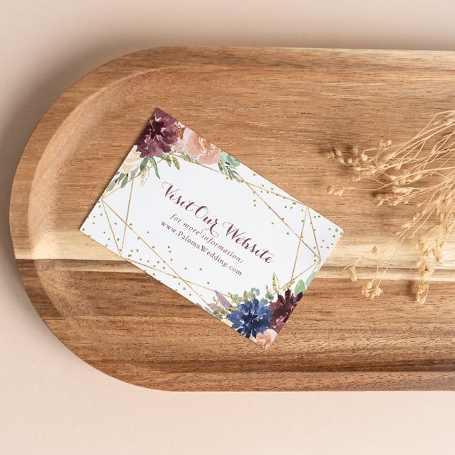 Geometric Rustic Gold Glitter Wedding Website Enclosure Card (Creator Uploaded)