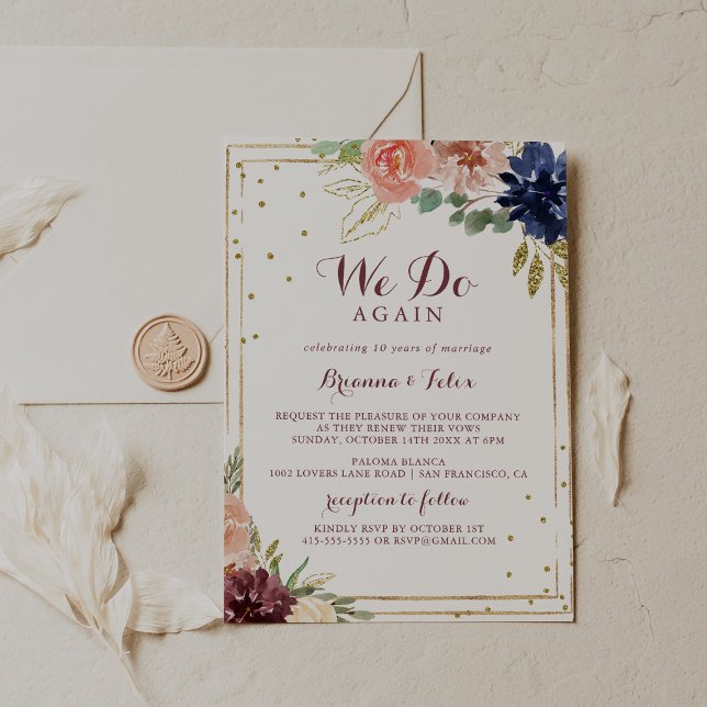Geometric Rustic Gold We Do Again Vow Renewal Invitation (Creator Uploaded)