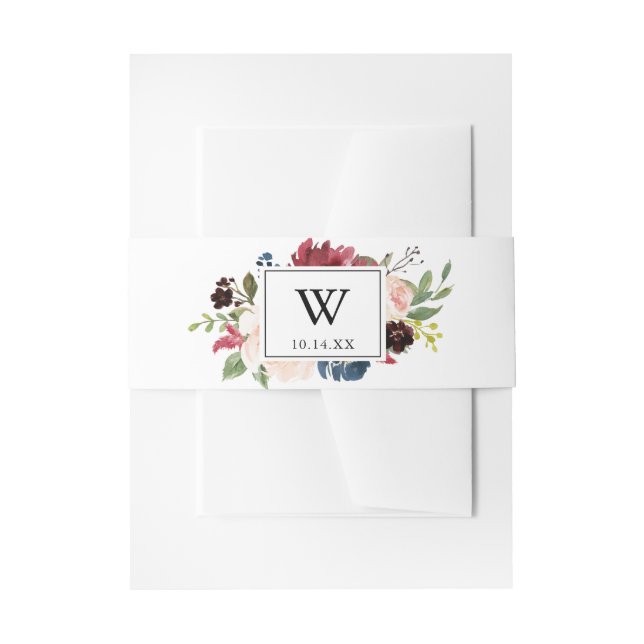 Geometric Rustic Monogram Wedding  Invitation Belly Band (Front Example)
