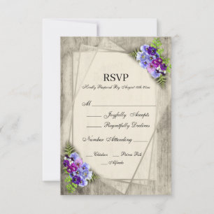 Geometric Rustic Pansies in Blue & Purple RSVP