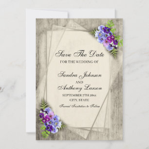 Geometric Rustic Pansy Save The Date