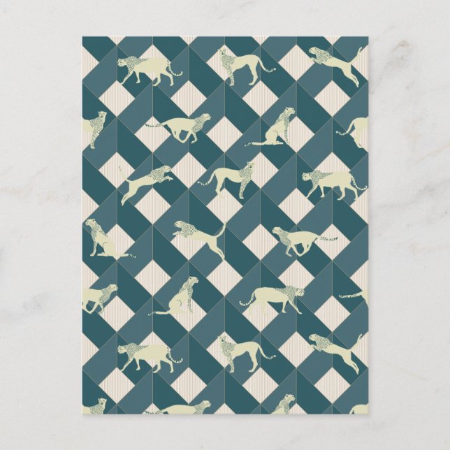Geometric Safari Wild Leopard Animal Holiday Postcard (Front)