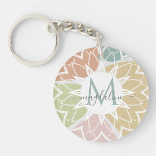 Geometric Sage Abstract Script Name Monogram Key Ring