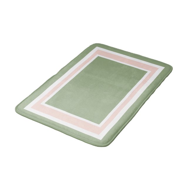 Geometric Sage Green and Pink Bath Mat (Angled)