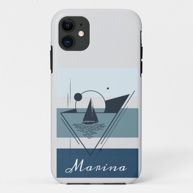 Geometric Sailboat Modern Art Personalised Case-Mate iPhone Case (Back)