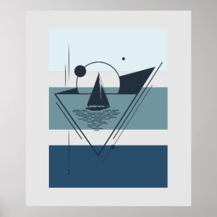 Geometric Sailboat Modern Art Poster