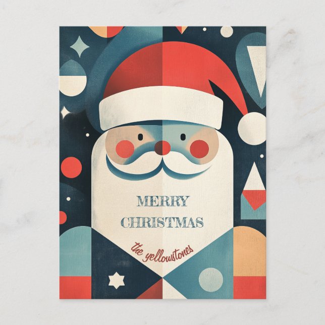 Geometric Santa Claus Holiday Postcard (Front)
