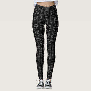 Geometric Science Fiction Black White Sci-Fi Leggings