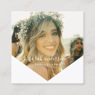 Geometric Script Modern Typography Photography Square Business Card