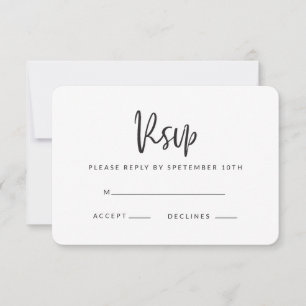 Geometric script rsvp reply card.