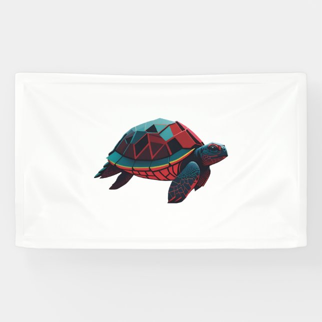 Geometric Sea Turtle Red Banner (Horizontal)