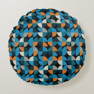 Geometric seamless mosaic tiles pattern, backgroun round cushion