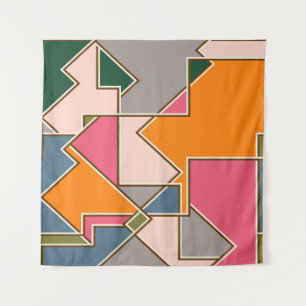 geometric seamless pattern, lines, orange, purple tapestry