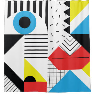 Geometric seamless pattern with abstract shapes shower curtain