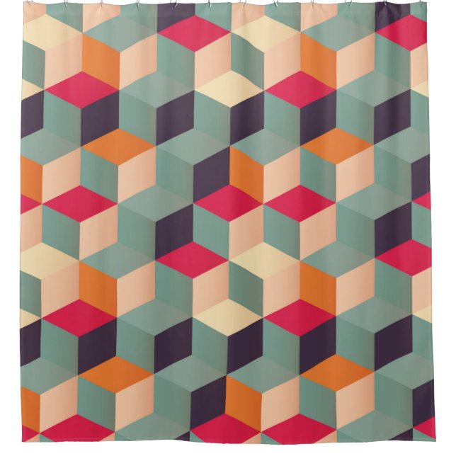 Geometric seamless pattern with colorful squares i shower curtain (Front)